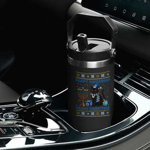 Hanukkah Cat Lover Gifts Flip Straw Tumbler Happy Hanukkah Meowy Christmas TS12 Print Your Wear