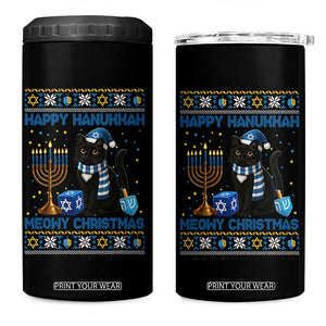 Hanukkah Cat Lover Gifts 4 in 1 Can Cooler Tumbler Happy Hanukkah Meowy Christmas TS12 One Size: 16 oz Black Print Your Wear