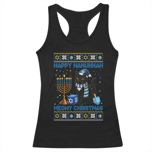 Hanukkah Cat Lover Gifts Racerback Tank Top Happy Hanukkah Meowy Christmas TS12 Black Print Your Wear