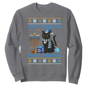 Hanukkah Cat Lover Gifts Sweatshirt Happy Hanukkah Meowy Christmas TS12 Charcoal Print Your Wear