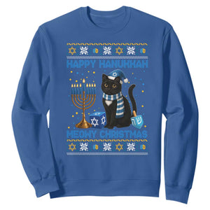 Hanukkah Cat Lover Gifts Sweatshirt Happy Hanukkah Meowy Christmas TS12 Royal Blue Print Your Wear