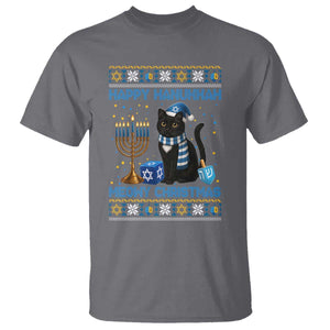 Hanukkah Cat Lover Gifts T Shirt Happy Hanukkah Meowy Christmas TS12 Charcoal Print Your Wear