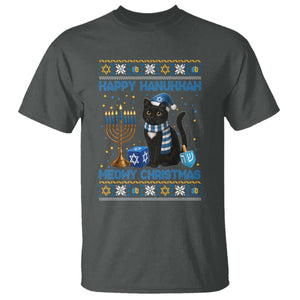 Hanukkah Cat Lover Gifts T Shirt Happy Hanukkah Meowy Christmas TS12 Dark Heather Print Your Wear
