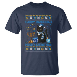 Hanukkah Cat Lover Gifts T Shirt Happy Hanukkah Meowy Christmas TS12 Navy Print Your Wear