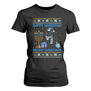 Hanukkah Cat Lover Gifts T Shirt For Women Happy Hanukkah Meowy Christmas TS12 Black Print Your Wear