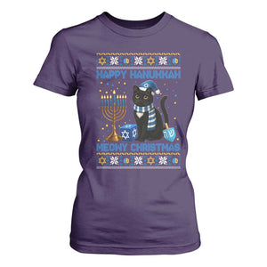 Hanukkah Cat Lover Gifts T Shirt For Women Happy Hanukkah Meowy Christmas TS12 Purple Print Your Wear
