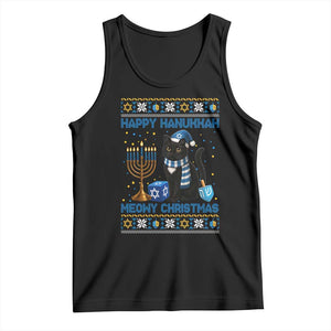 Hanukkah Cat Lover Gifts Tank Top Happy Hanukkah Meowy Christmas TS12 Black Print Your Wear
