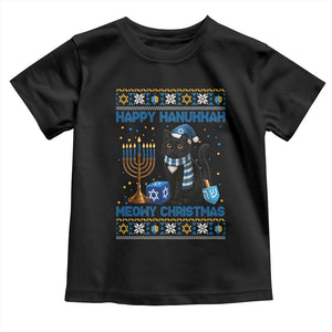 Hanukkah Cat Lover Gifts Toddler T Shirt Happy Hanukkah Meowy Christmas TS12 Black Print Your Wear