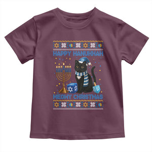 Hanukkah Cat Lover Gifts Toddler T Shirt Happy Hanukkah Meowy Christmas TS12 Maroon Print Your Wear