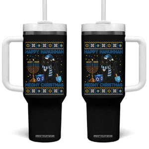 Hanukkah Cat Lover Gifts Tumbler With Handle Happy Hanukkah Meowy Christmas TS12 One Size: 40 oz Black Print Your Wear