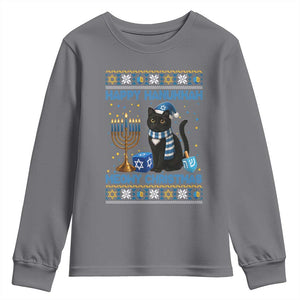 Hanukkah Cat Lover Gifts Youth Sweatshirt Happy Hanukkah Meowy Christmas TS12 Charcoal Print Your Wear