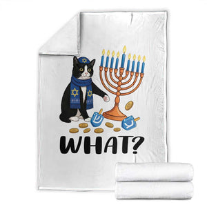 Funny Black Cat Chaos Hanukkah Menorah Gift Throw Blanket TS12 White Print Your Wear