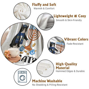 Funny Black Cat Chaos Hanukkah Menorah Gift Throw Blanket TS12 Print Your Wear