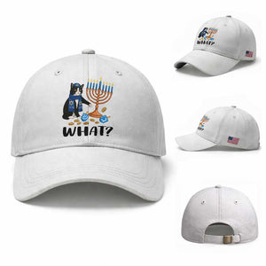 Funny Black Cat Chaos Hanukkah Menorah Gift Baseball Cap TS12 Baseball Cap Universal Fit White Print Your Wear