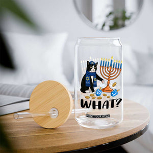 Funny Black Cat Chaos Hanukkah Menorah Gift Glass Can TS12 Print Your Wear
