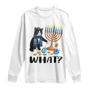Funny Black Cat Chaos Hanukkah Menorah Gift Long Sleeve Shirt TS12 White Print Your Wear