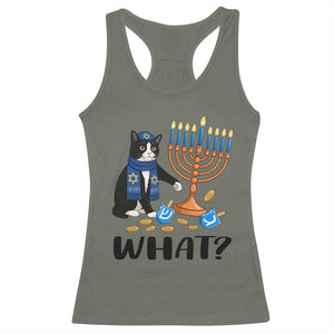 Funny Black Cat Chaos Hanukkah Menorah Gift Racerback Tank Top TS12 Military Green Print Your Wear