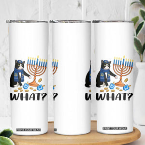 Funny Black Cat Chaos Hanukkah Menorah Gift Skinny Tumbler TS12 Print Your Wear