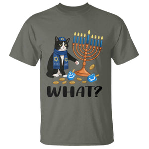 Funny Black Cat Chaos Hanukkah Menorah Gift T Shirt TS12 Military Green Print Your Wear