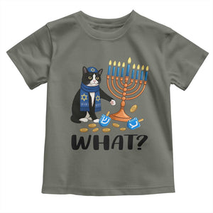 Funny Black Cat Chaos Hanukkah Menorah Gift Toddler T Shirt TS12 Military Green Print Your Wear