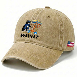 Funny Black Cat Chaos Hanukkah Menorah Gift Washed Cotton Baseball Cap TS12 Print Your Wear