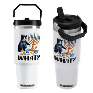 Funny Black Cat Chaos Hanukkah Menorah Gift Flip Straw Tumbler TS12 One Size: 30 oz White Print Your Wear