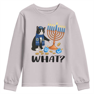 Funny Black Cat Chaos Hanukkah Menorah Gift Youth Sweatshirt TS12 Ice Gray Print Your Wear