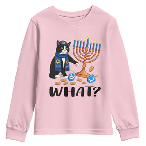 Funny Black Cat Chaos Hanukkah Menorah Gift Youth Sweatshirt TS12 Light Pink Print Your Wear