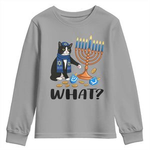 Funny Black Cat Chaos Hanukkah Menorah Gift Youth Sweatshirt TS12 Sport Gray Print Your Wear