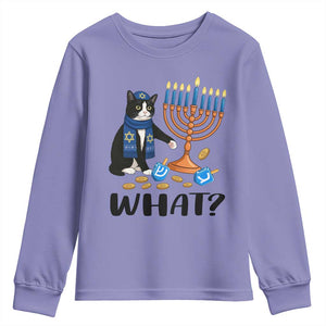 Funny Black Cat Chaos Hanukkah Menorah Gift Youth Sweatshirt TS12 Violet Print Your Wear