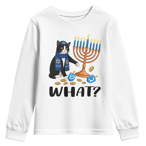 Funny Black Cat Chaos Hanukkah Menorah Gift Youth Sweatshirt TS12 White Print Your Wear