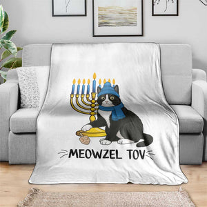 Meowzel Tov Throw Blanket Black Cat Playing Dreidel Menorah Hanukkah Gift TS12 Print Your Wear