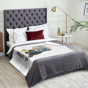 Meowzel Tov Throw Blanket Black Cat Playing Dreidel Menorah Hanukkah Gift TS12 Print Your Wear