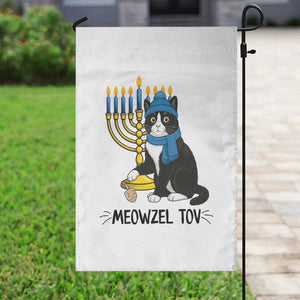 Meowzel Tov Garden Flag Black Cat Playing Dreidel Menorah Hanukkah Gift TS12 Print Your Wear