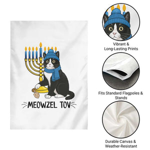 Meowzel Tov Garden Flag Black Cat Playing Dreidel Menorah Hanukkah Gift TS12 Print Your Wear
