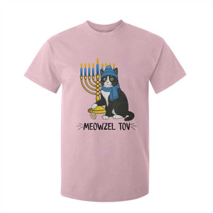 Meowzel Tov T Shirt For Kid Black Cat Playing Dreidel Menorah Hanukkah Gift TS12 Light Pink Print Your Wear