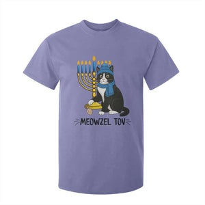 Meowzel Tov T Shirt For Kid Black Cat Playing Dreidel Menorah Hanukkah Gift TS12 Violet Print Your Wear