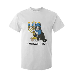 Meowzel Tov T Shirt For Kid Black Cat Playing Dreidel Menorah Hanukkah Gift TS12 White Print Your Wear
