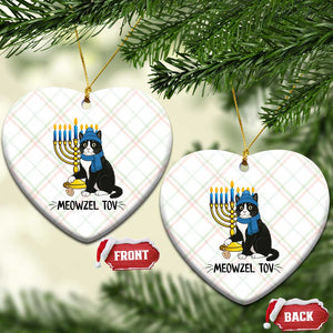 Meowzel Tov Ceramic Ornament Black Cat Playing Dreidel Menorah Hanukkah Gift TS12 Print Your Wear