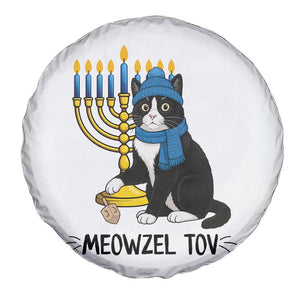Meowzel Tov Spare Tire Cover Black Cat Playing Dreidel Menorah Hanukkah Gift TS12 Print Your Wear