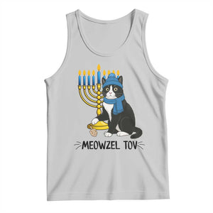 Meowzel Tov Tank Top Black Cat Playing Dreidel Menorah Hanukkah Gift TS12 Ash Print Your Wear