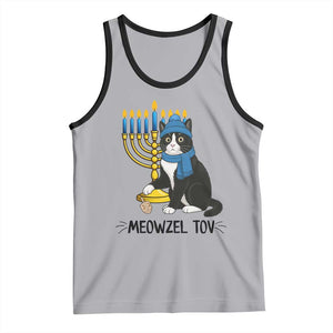 Meowzel Tov Tank Top Black Cat Playing Dreidel Menorah Hanukkah Gift TS12 Athletic Heather Black Print Your Wear