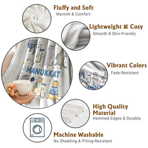 Hanukkat Throw Blanket Funny Cats Hanukkah Festival Of Lights Gift TS12 Print Your Wear