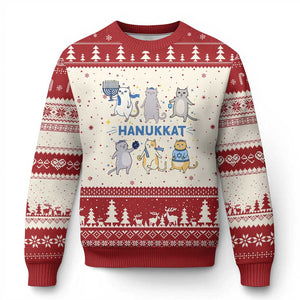 Hanukkat Ugly Christmas Sweater Funny Cats Hanukkah Festival Of Lights Gift TS12 Beige Red Print Your Wear