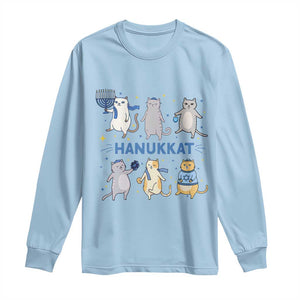 Hanukkat Long Sleeve Shirt Funny Cats Hanukkah Festival Of Lights Gift TS12 Light Blue Print Your Wear