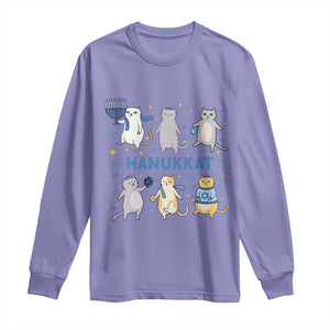Hanukkat Long Sleeve Shirt Funny Cats Hanukkah Festival Of Lights Gift TS12 Violet Print Your Wear