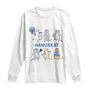 Hanukkat Long Sleeve Shirt Funny Cats Hanukkah Festival Of Lights Gift TS12 White Print Your Wear