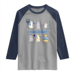 Hanukkat Raglan Shirt Funny Cats Hanukkah Festival Of Lights Gift TS12 Sport Gray Navy Print Your Wear