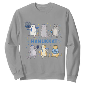 Hanukkat Sweatshirt Funny Cats Hanukkah Festival Of Lights Gift TS12 Sport Gray Print Your Wear