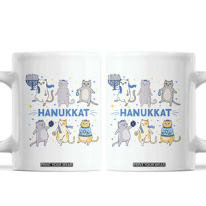 Hanukkat Coffee Mug Funny Cats Hanukkah Festival Of Lights Gift TS12 White Print Your Wear